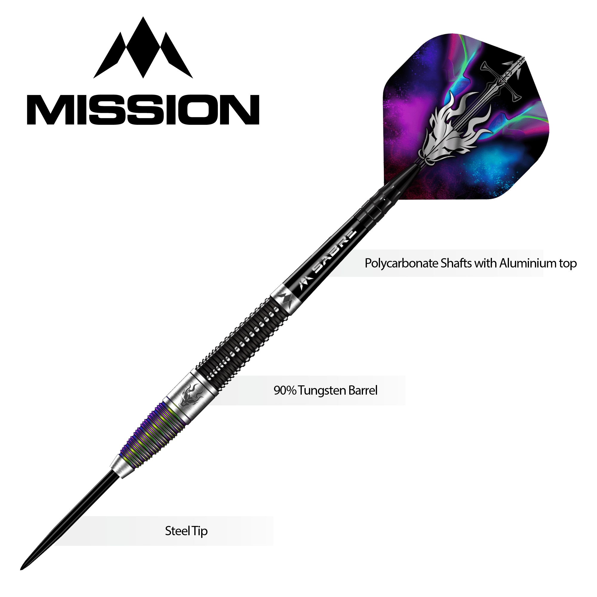 mission-darts-occult-fl-chettes-steel-tip-90-tungst-ne-black-coral-pvd image 8