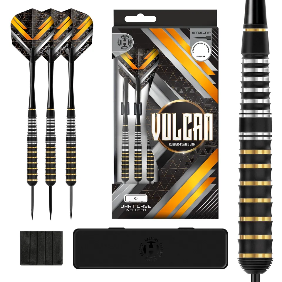 harrows-vulcan-fl-chettes-pointe-acier-f-t-caoutchout-noir-et-or image 1