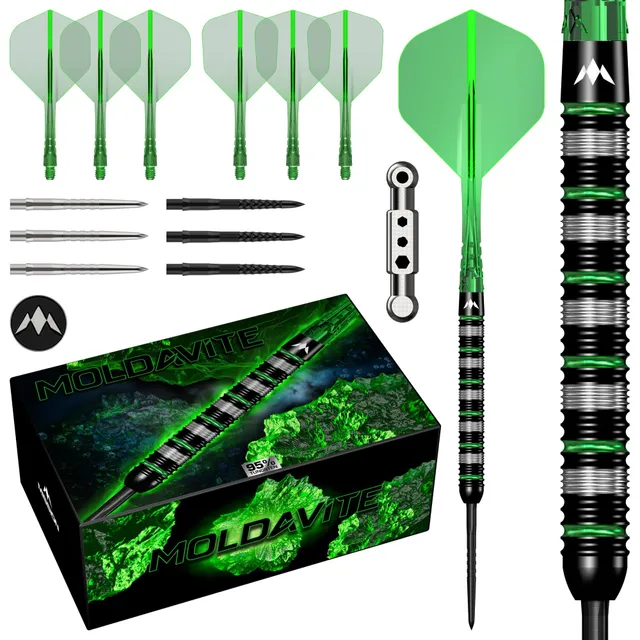 mission-darts-moldavite-fl-chettes-pointe-acier-95-tungst-ne-noir-et-vert-f-t-dr image 1