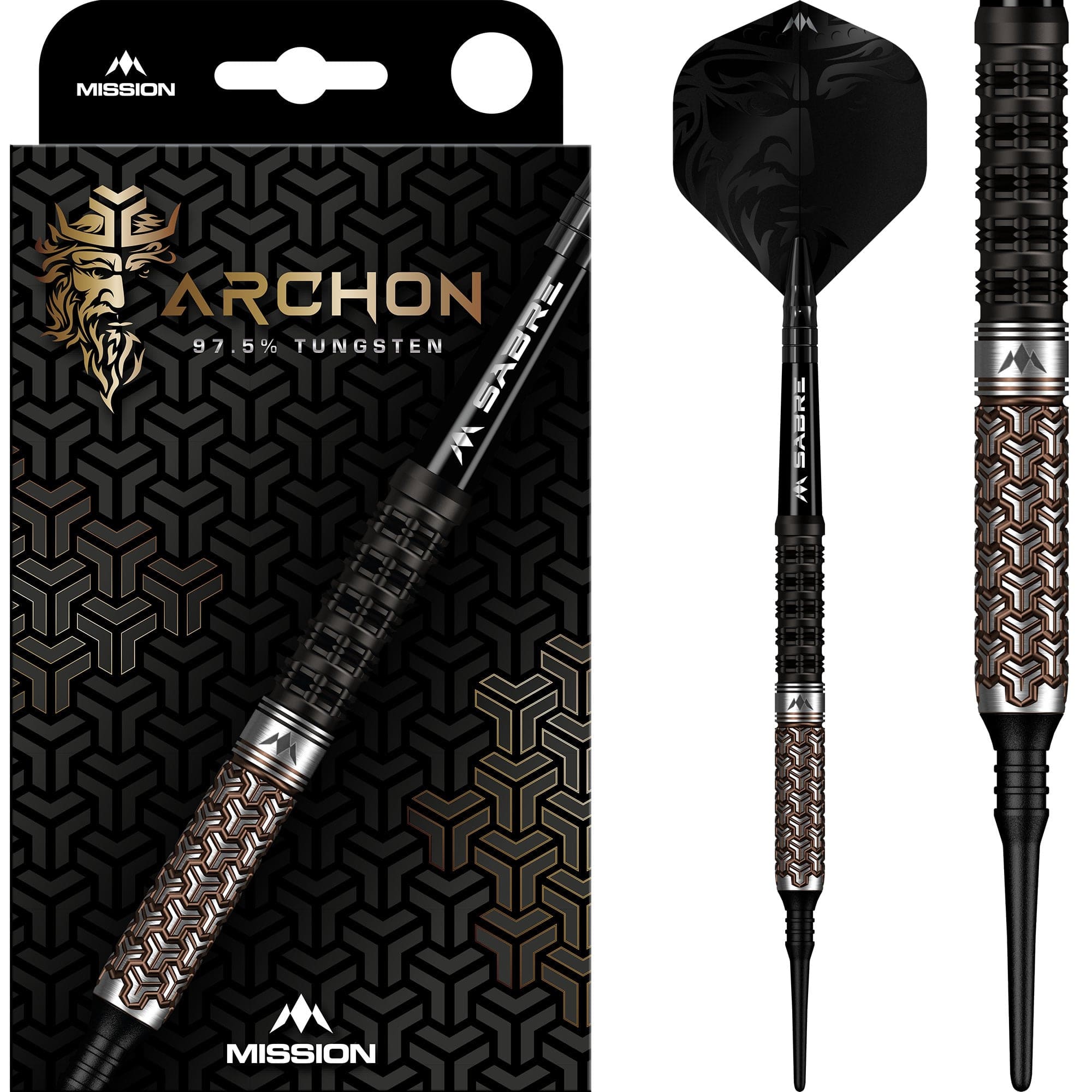 mission-darts-archon-fl-chettes-soft-tip-97-5-tungst-ne-noir-et-bronze-18-g image 1