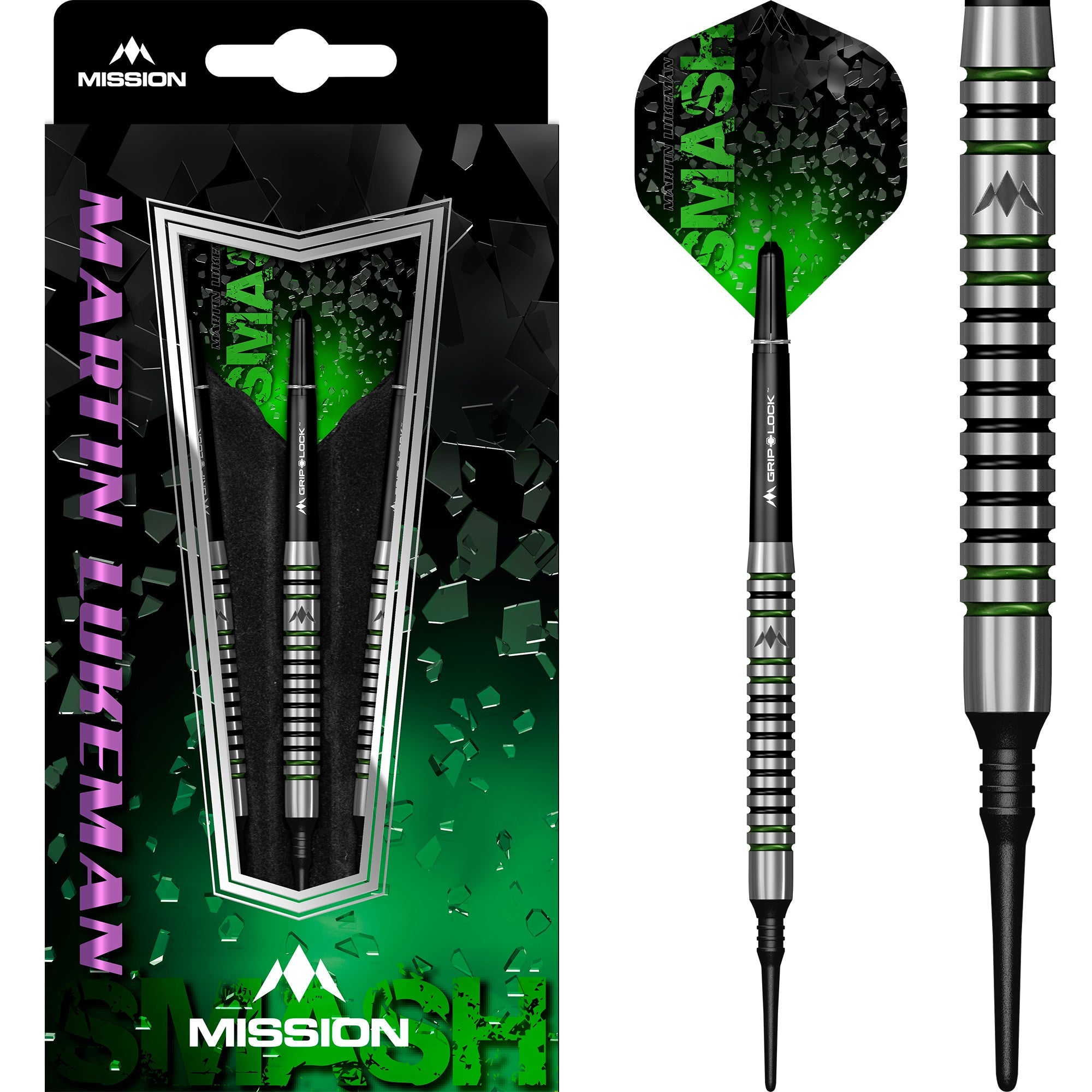 mission-darts-martin-lukeman-fl-chettes-soft-tip-black-green-20-g image 1