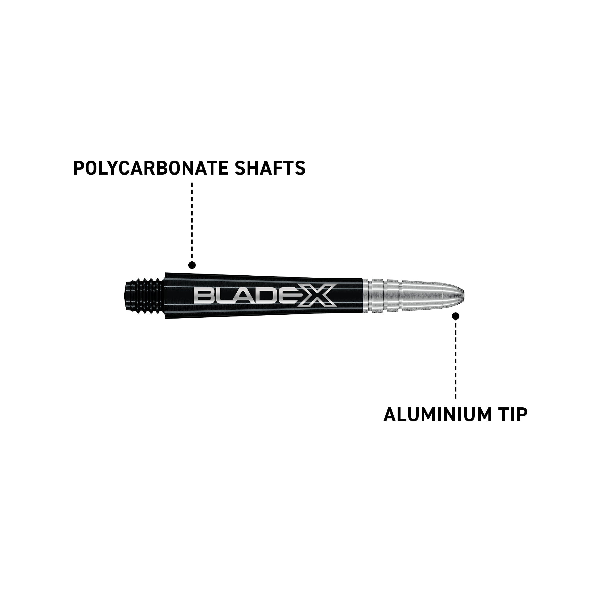 winmau-blade-x-vecta-medium-noir-et-argent-tiges-x3 image 3
