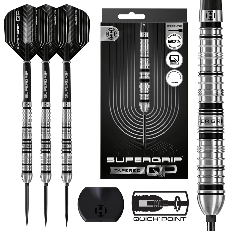 harrows-supergrip-qp-tapered-90-quick-point-fl-chettes-steel-tip image 1