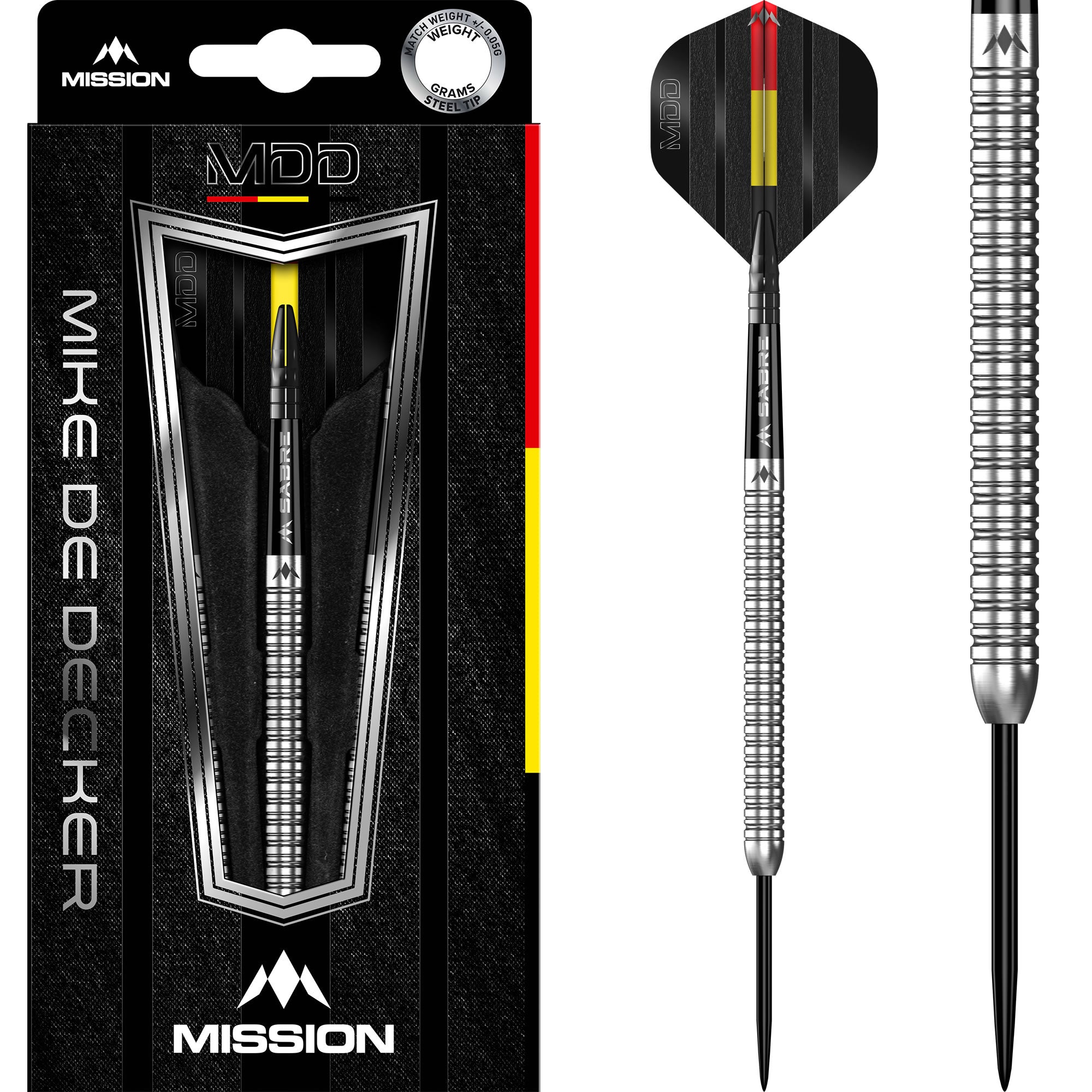 mission-darts-mike-de-decker-fl-chettes-steel-tip-95-tungst-ne-argent image 1