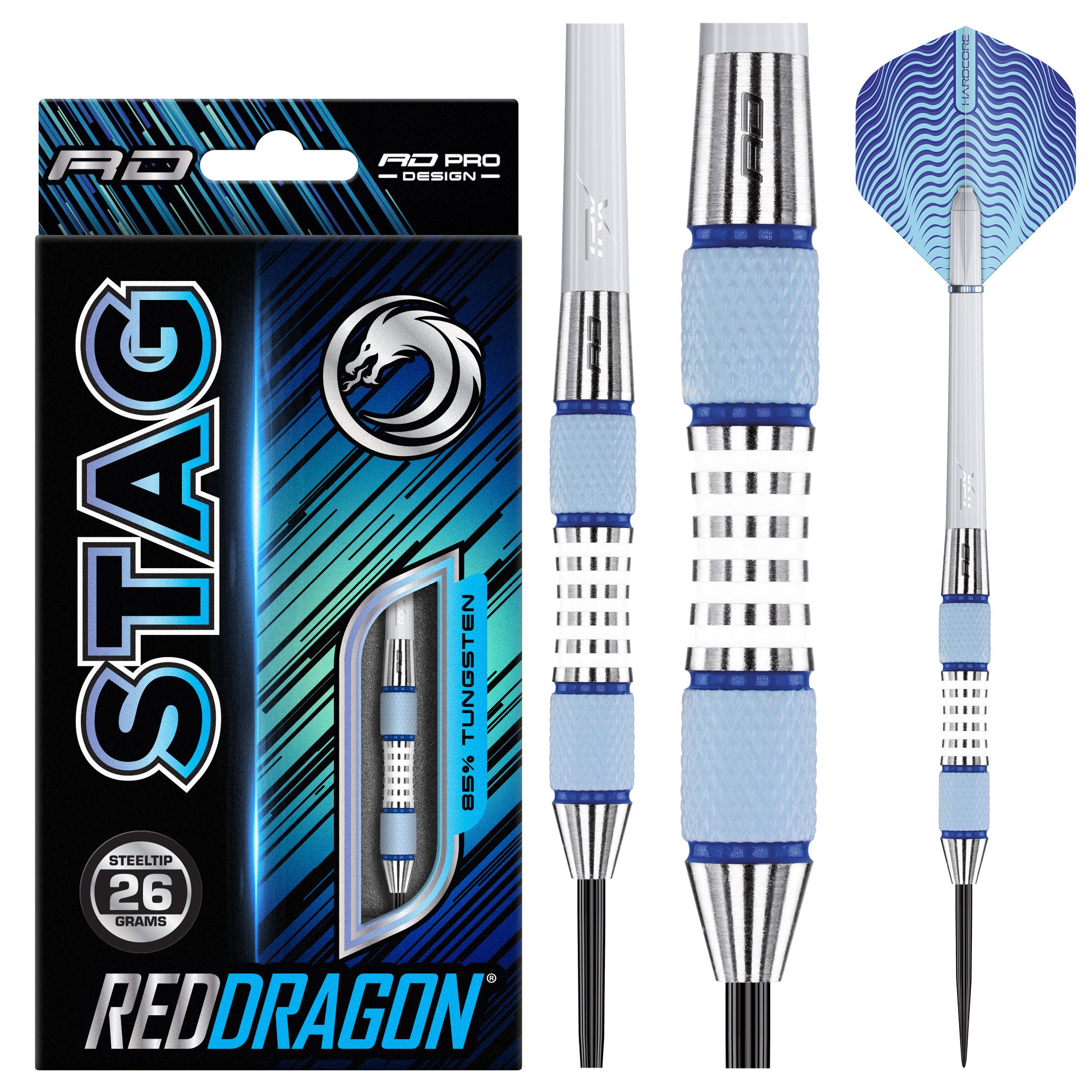 red-dragon-darts-stag-fl-chettes-bleu-blanc-gris image 1
