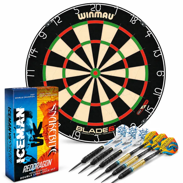 winmau-beginner-set-cible-blade-6-fl-chettes-laiton-world-champion image 1