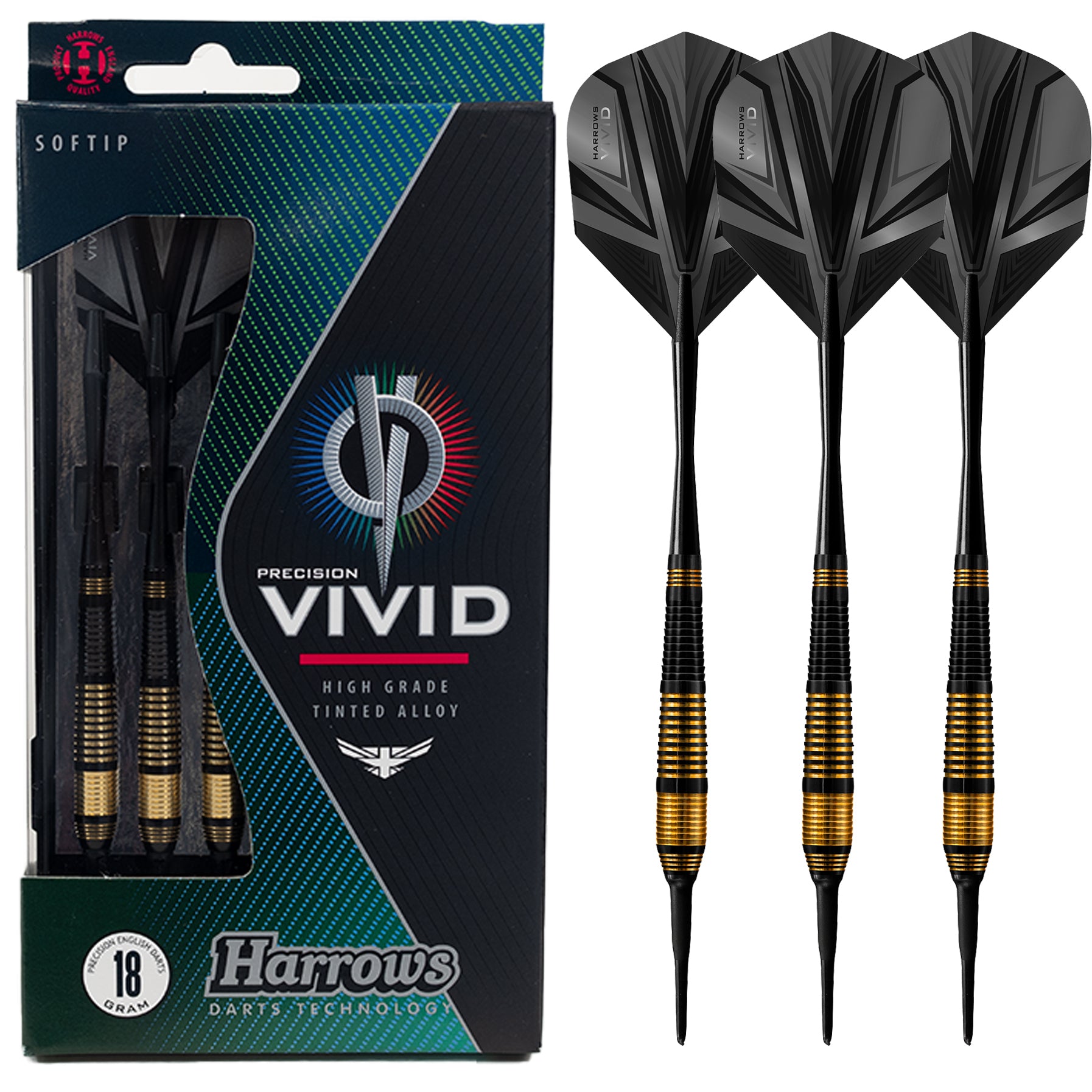 harrows-vivid-brass-noir-soft-tip-darts-fl-chettes-laiton image 1