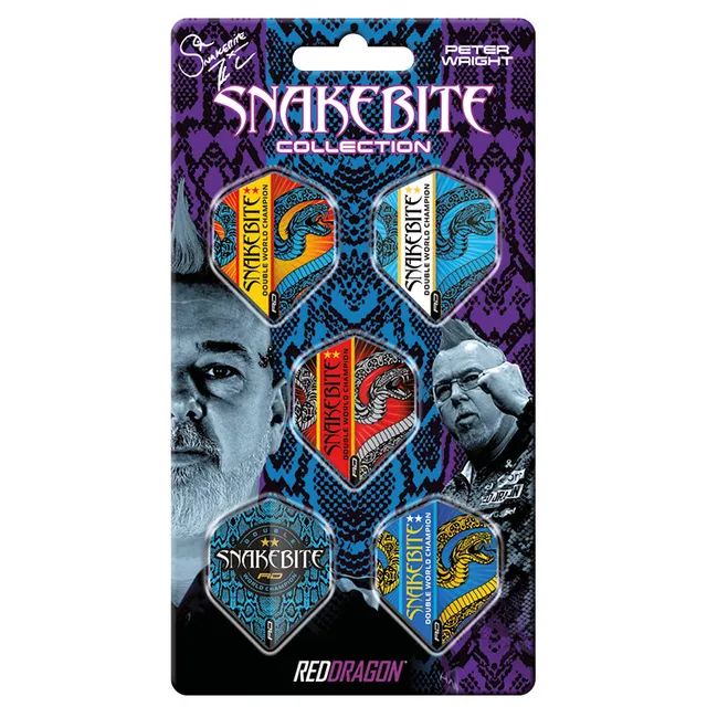 red-dragon-darts-peter-wright-snakebite-hardcore-flight-collection-card-2-5-sets image 1