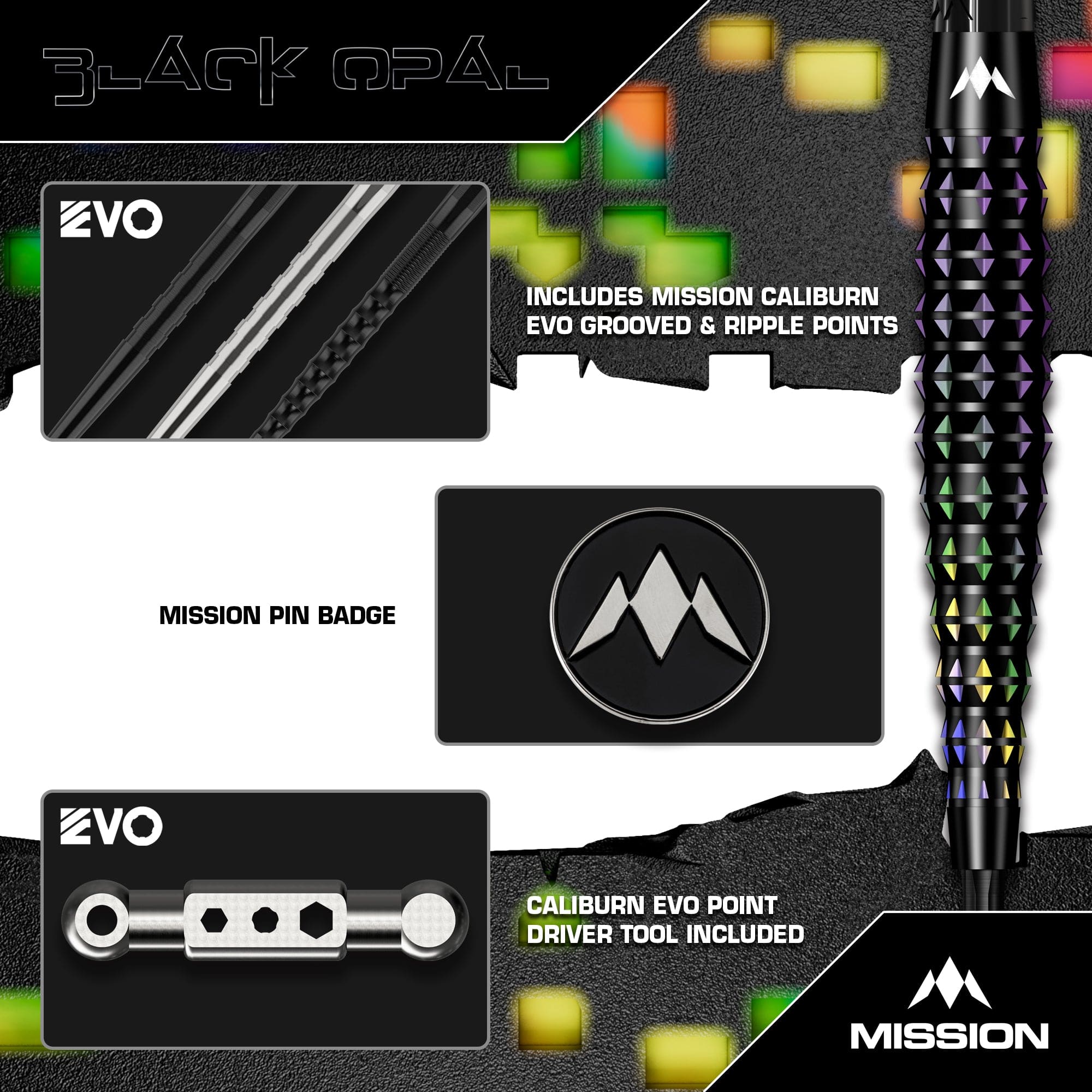 mission-darts-black-opal-fl-chettes-acier-95-tungst-ne-black-coral-pvd image 6