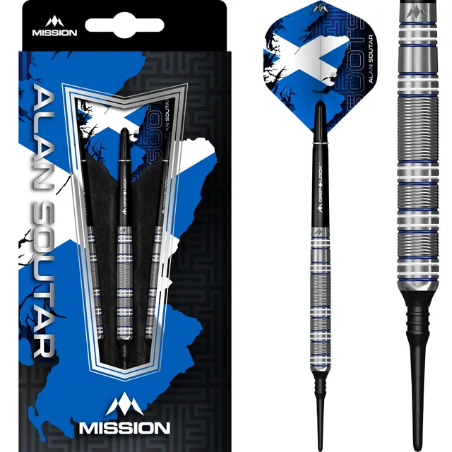 mission-darts-alan-soutar-soft-tip-soots-blue-white-22g-fl-chettes-pointe-souple image 1