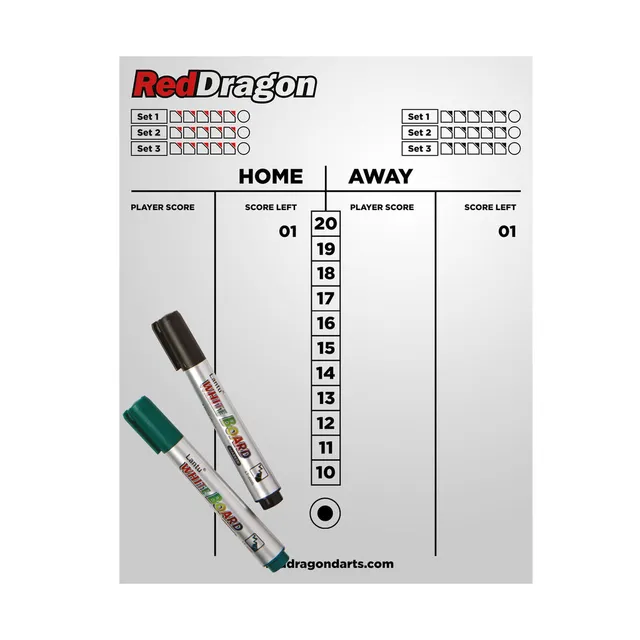 red-dragon-darts-dry-wipe-score-board-tableau-de-score-effa-able-blanc image 1