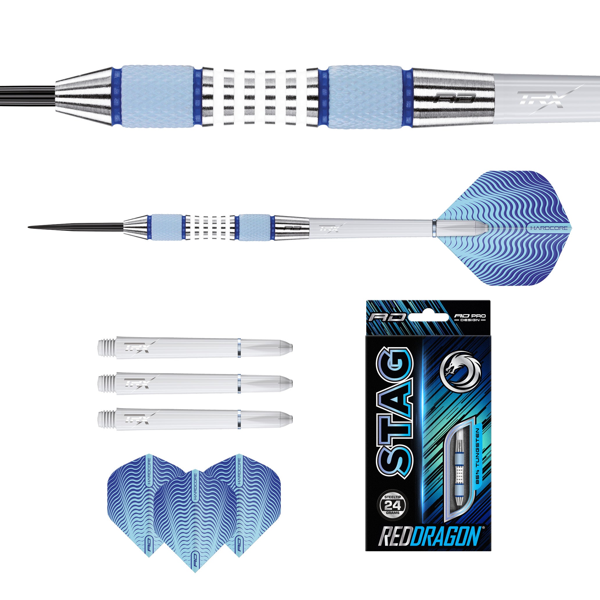 red-dragon-darts-stag-fl-chettes-bleu-blanc-gris image 6