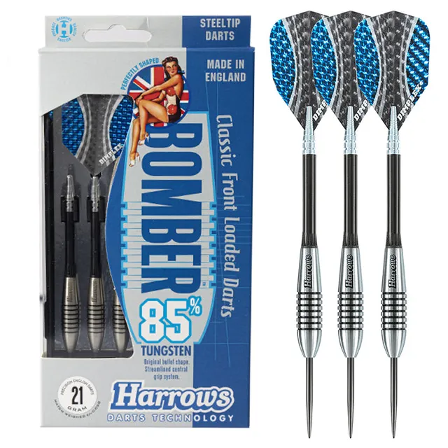 harrows-bomber-85-fl-chettes-pointe-acier-tungst-ne-forme-torpille image 1