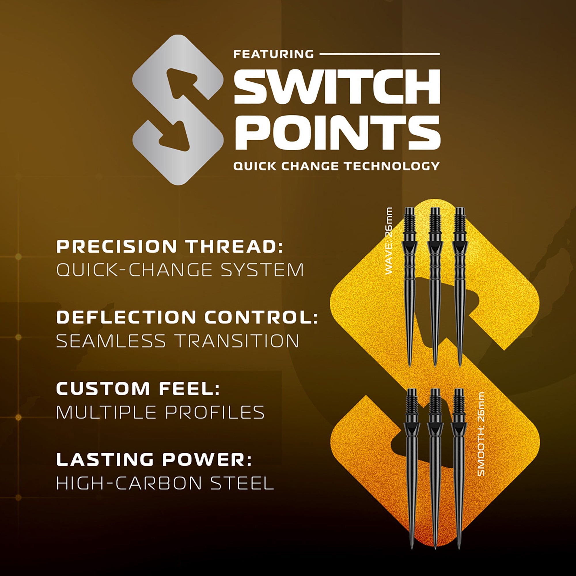 winmau-exion-switch-point-parallel-fl-chettes-steeltip-noir-et-or image 5