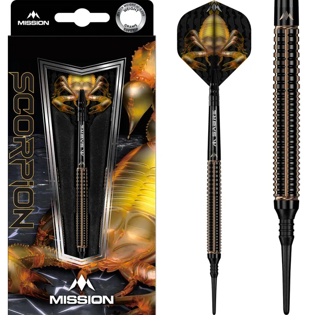 mission-darts-scorpion-fl-chettes-soft-tip-90-tungst-ne-noir-or-lectro-19g image 1