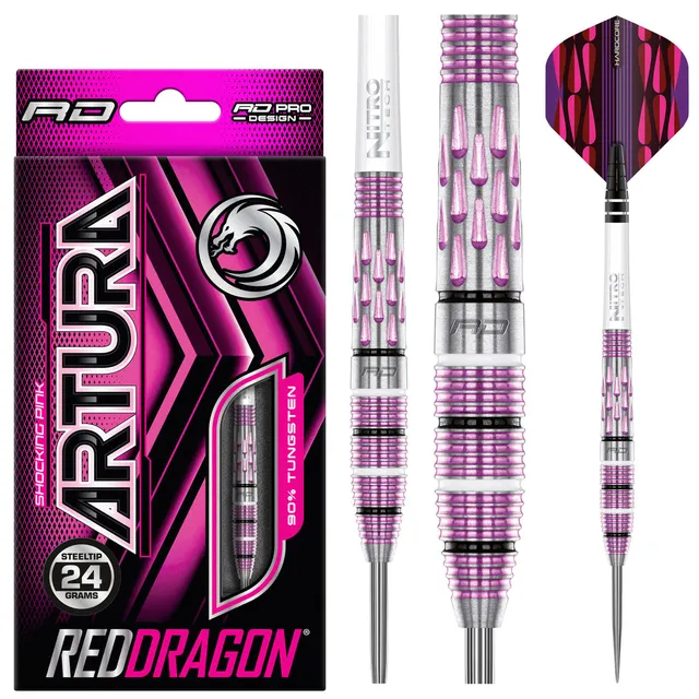 red-dragon-darts-artura-shocking-pink-fl-chettes-acier-teardrop image 1