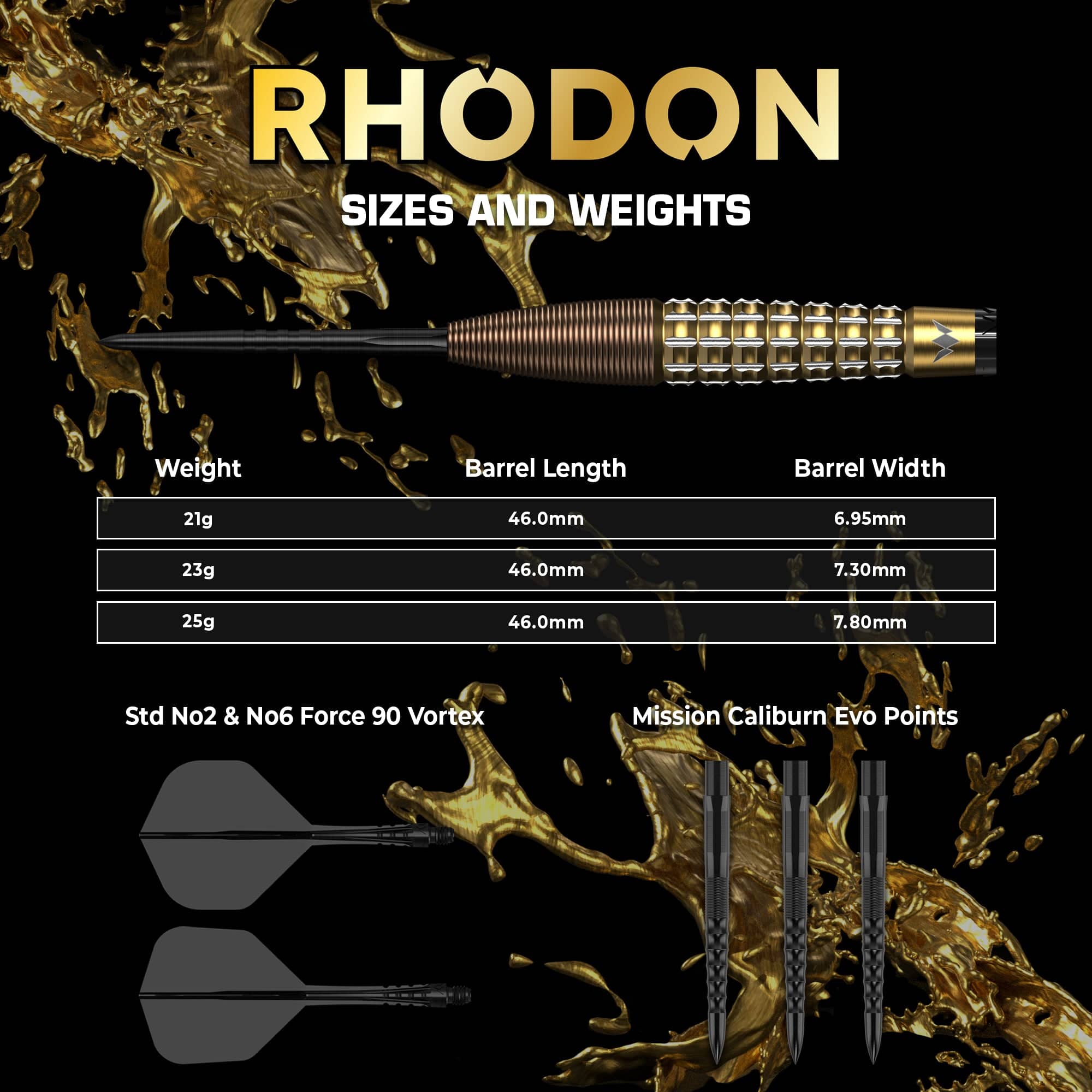mission-darts-rhodon-fl-chettes-pointe-acier-95-tungst-ne-bronze-gold-pvd image 5