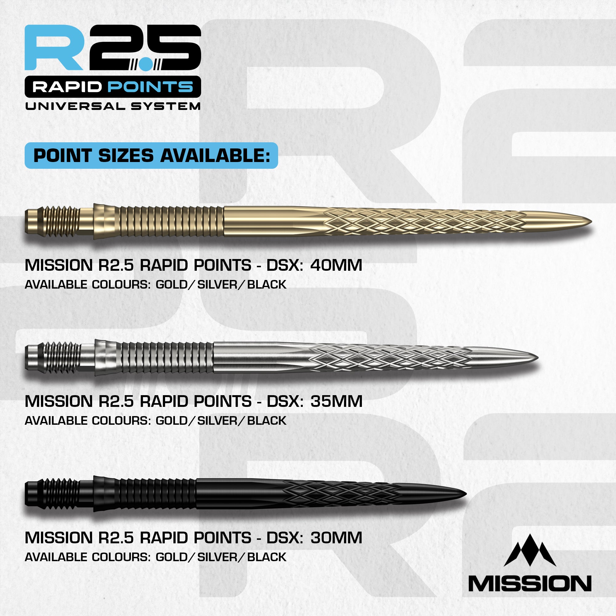 mission-darts-r2-5-rapid-pointes-acier-dsx-argent-30mm-35mm-40mm image 5