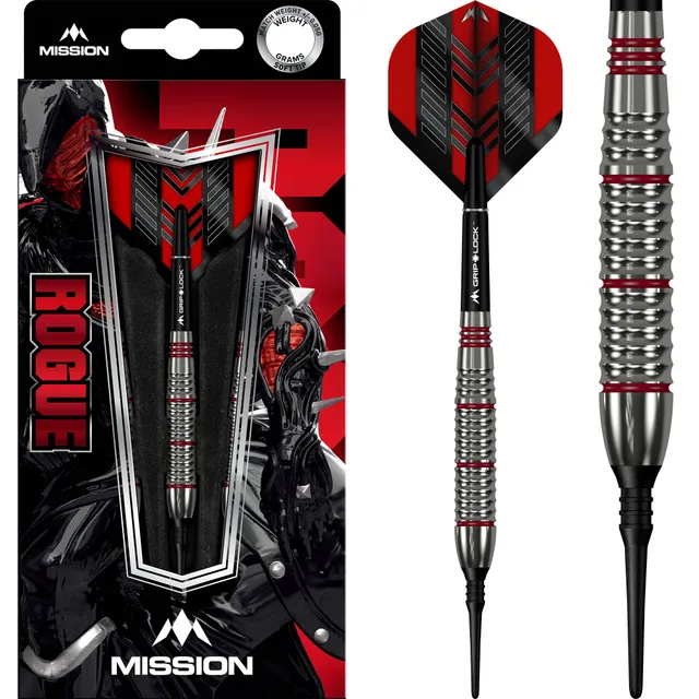 mission-darts-rogue-fl-chettes-soft-tip-laiton-18g-argent-et-rouge image 1