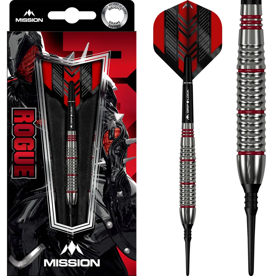 mission-darts-rogue-fl-chettes-soft-tip-laiton-18g-argent-et-rouge image 1