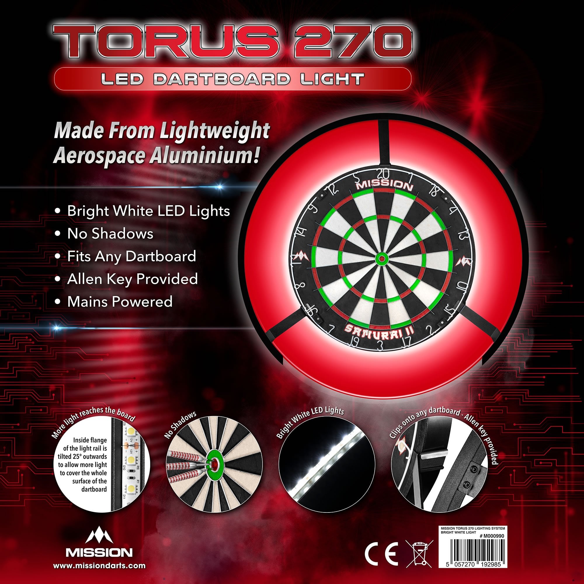mission-darts-torus-270-clairage-cible-fl-chettes-blanc-vif image 6