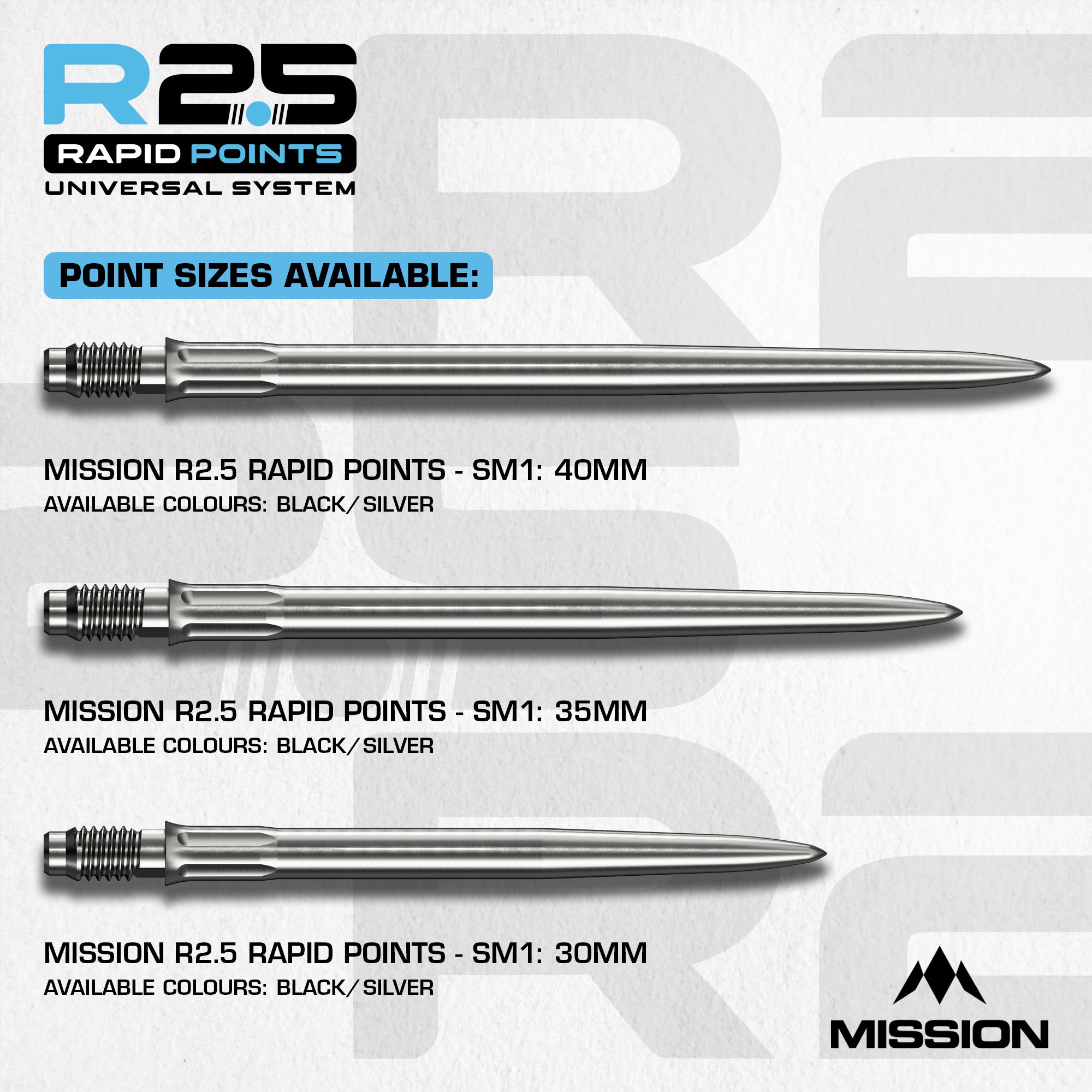 mission-darts-r2-5-rapid-pointes-steel-tip-sm1-silver-black-30-35-40mm image 4