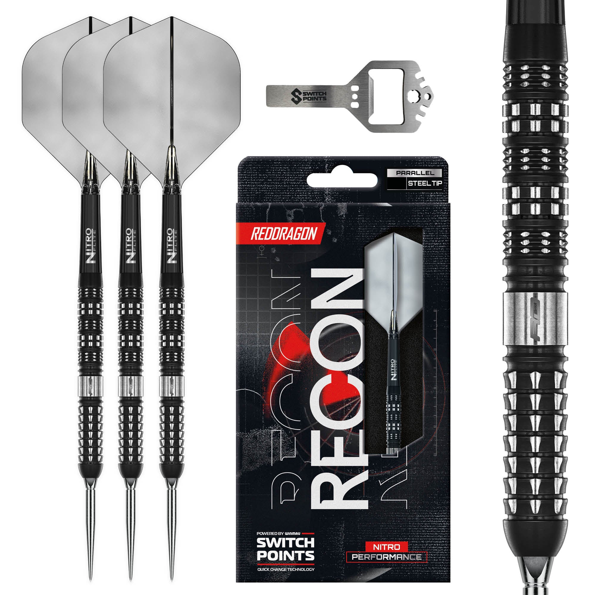 red-dragon-darts-recon-90-fl-chettes-pointe-acier-parall-le-switch-point image 1