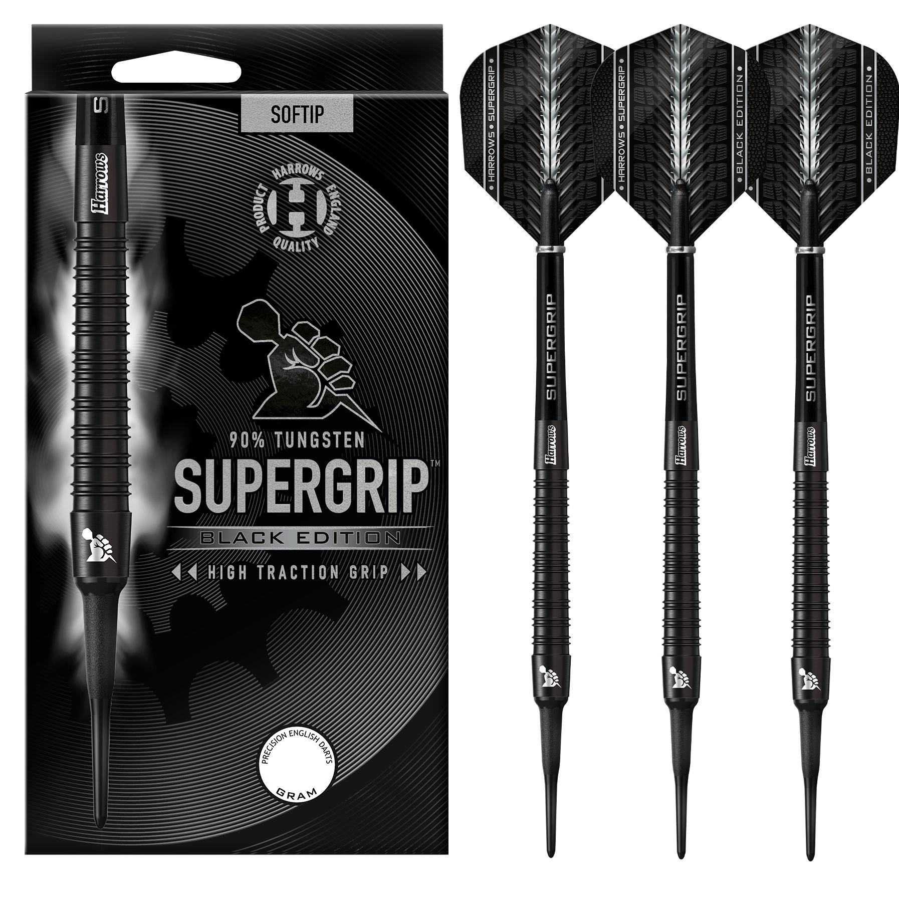 harrows-supergrip-90-black-edition-fl-chettes-soft-tip image 1
