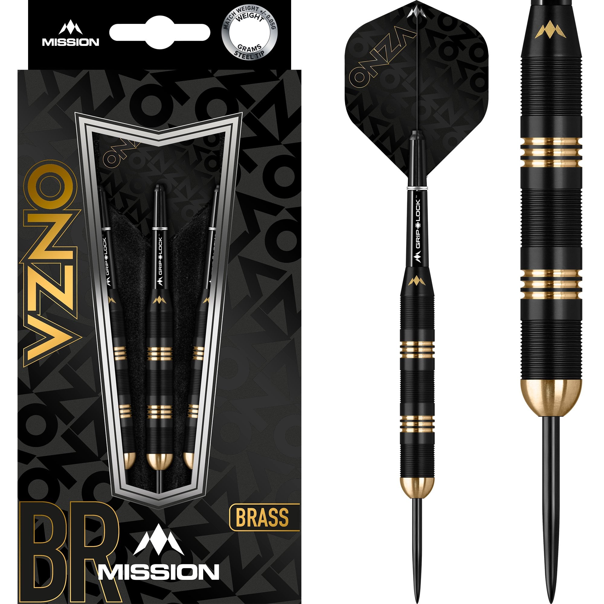 mission-darts-onza-m1-black-gold-fl-chettes-pointe-acier-laiton image 1