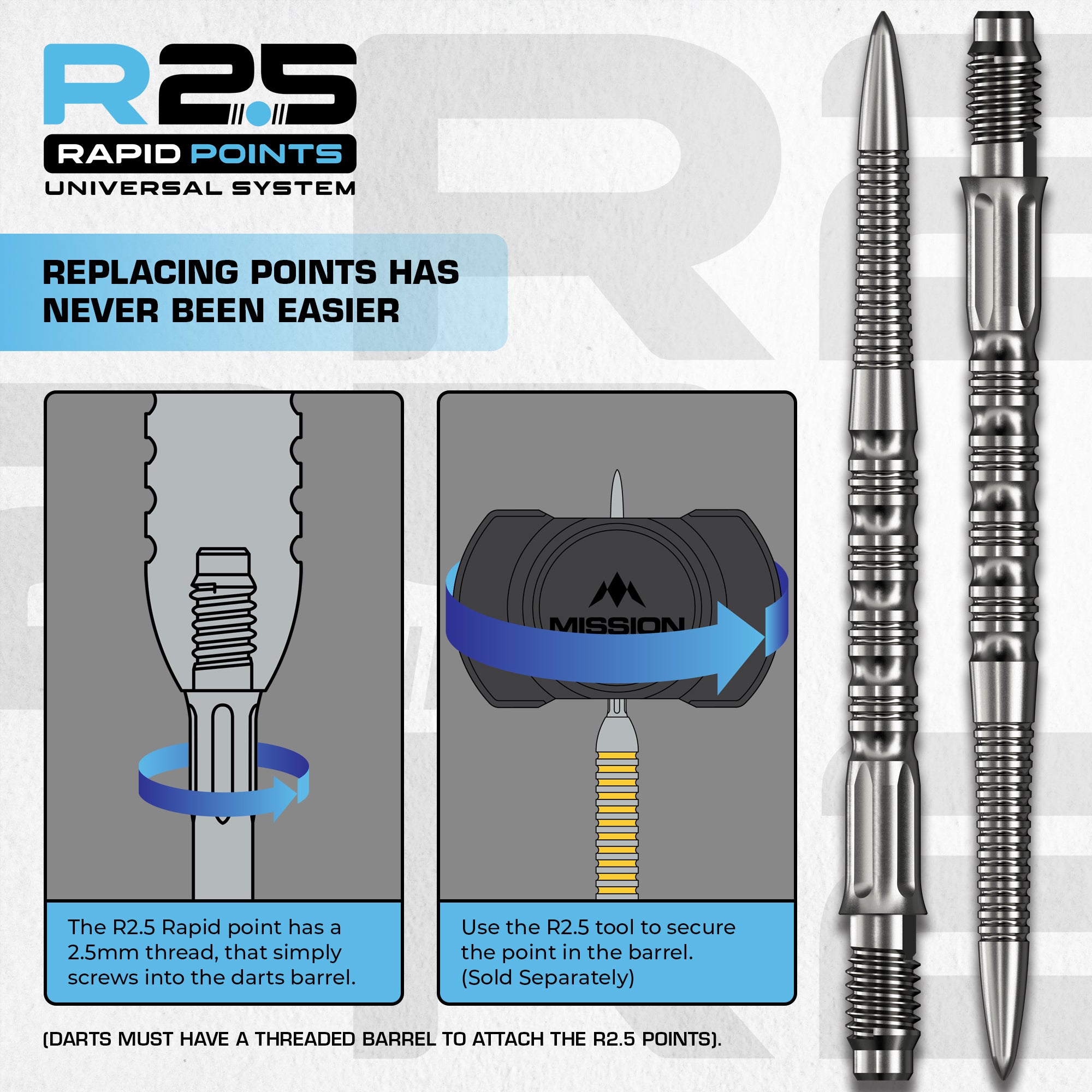mission-darts-r2-5-rapid-pointes-steel-tip-gv2-silver-30-35-40mm image 5