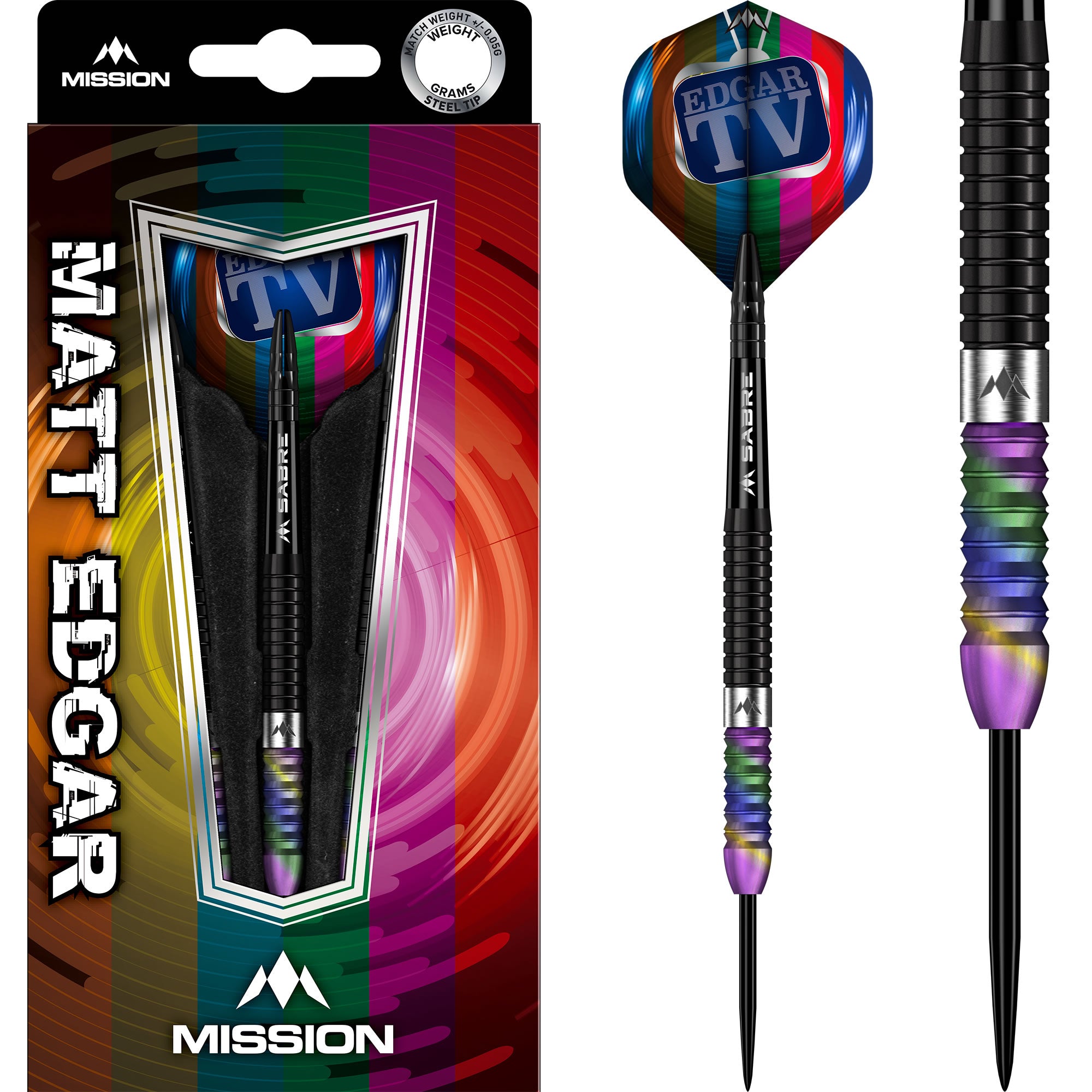 mission-darts-matthew-edgar-fl-chettes-steel-tip-90-tungst-ne-noir-et-corail image 1
