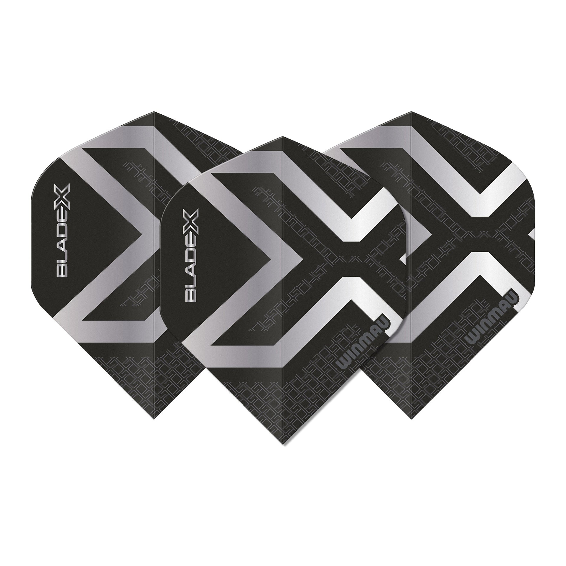 winmau-blade-x-prism-delta-metallic-black-silver-ailettes-standard-x3 image 1
