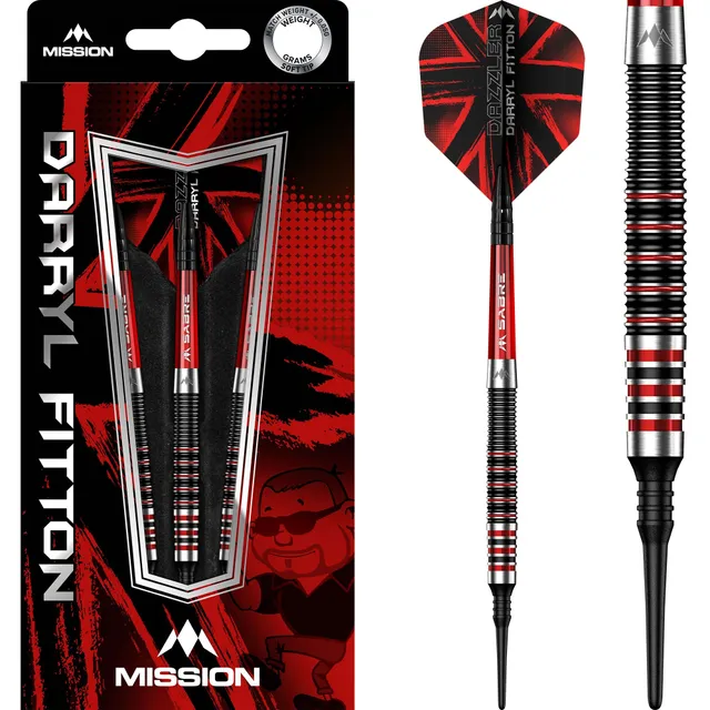 mission-darryl-fitton-the-dazzler-fl-chettes-soft-tip-18g-noir-et-rouge-lectro image 1