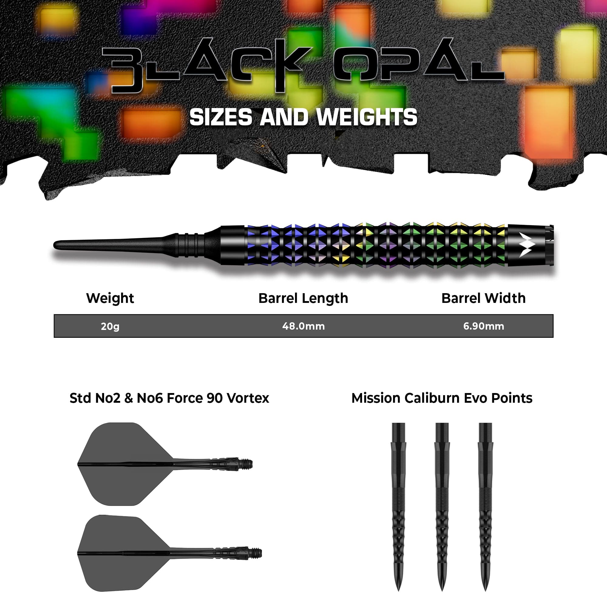 mission-darts-black-opal-fl-chettes-soft-tip-95-tungst-ne-noir-et-corail image 5
