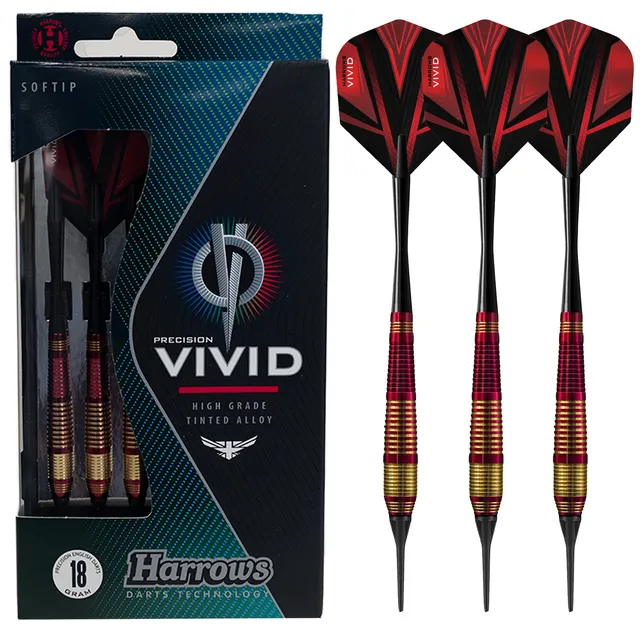 harrows-vivid-brass-rouge-soft-tip-darts-fl-chettes-laiton image 1