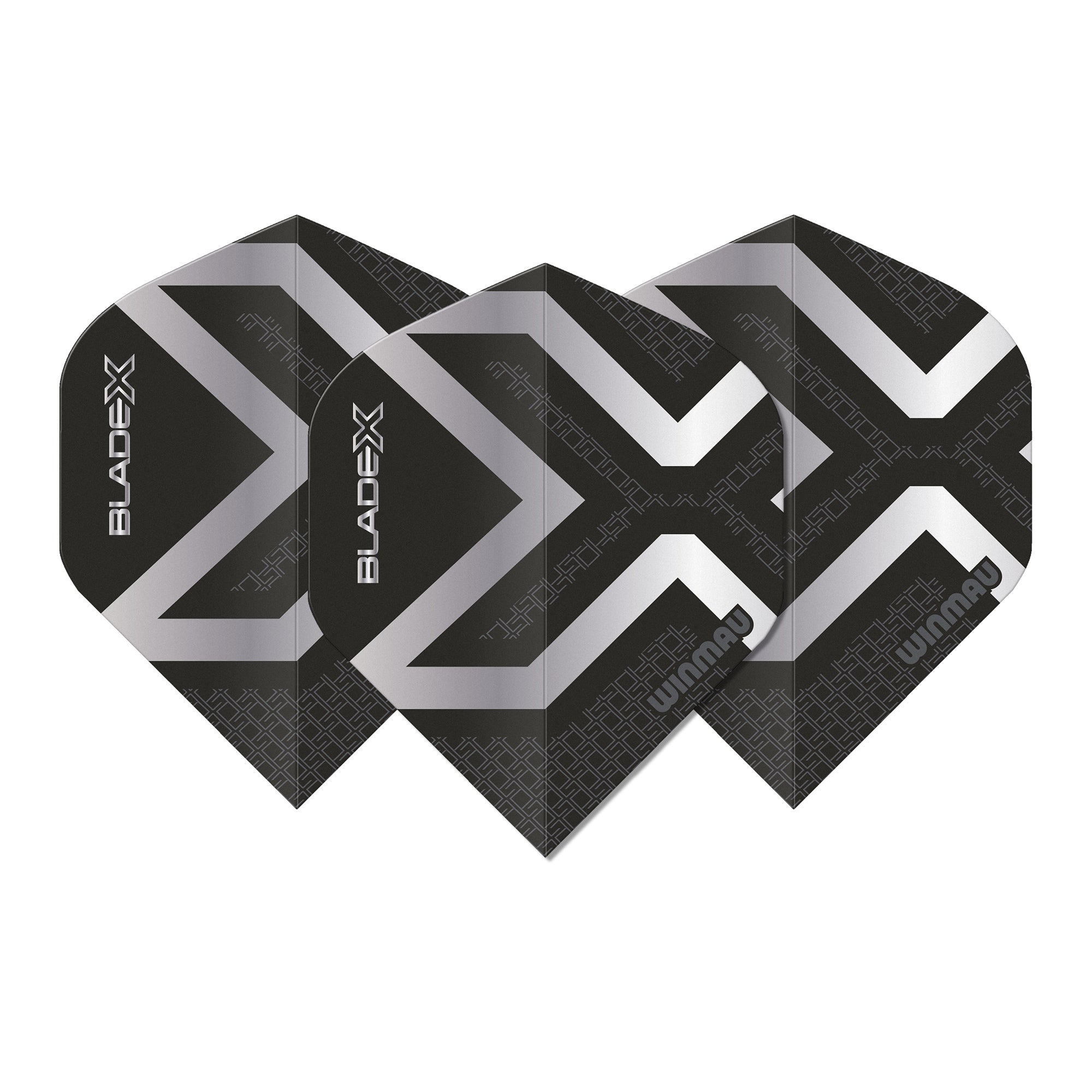 winmau-blade-x-prism-delta-metallic-black-silver-ailettes-standard image 1