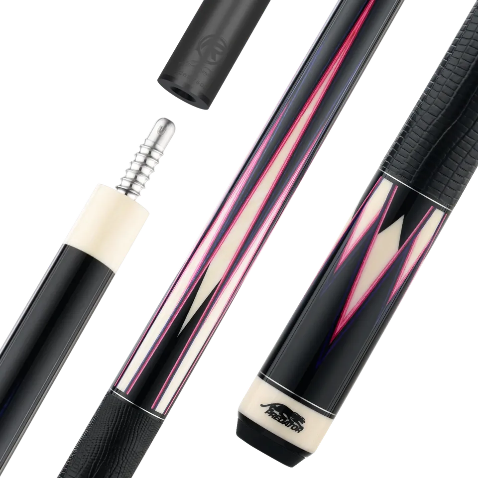 predator-true-splice-16-queue-de-billard-ebony-points-violet-rose-wrap-cuir image 1
