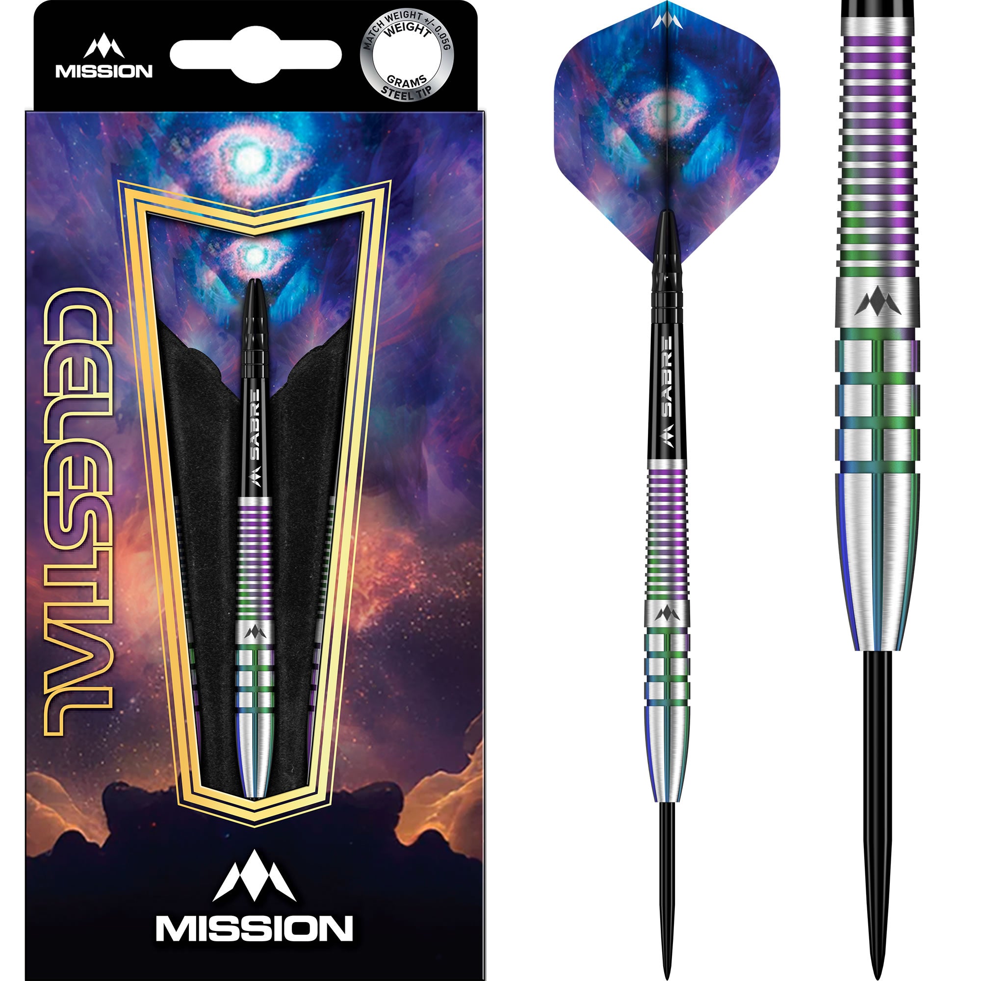 mission-darts-celestial-fl-chettes-pointe-acier-95-tungst-ne-coral-pvd-21g image 1