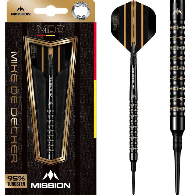 mission-darts-mike-de-decker-fl-chettes-pointe-souple-95-tungst-ne-black-gold-pv image 1