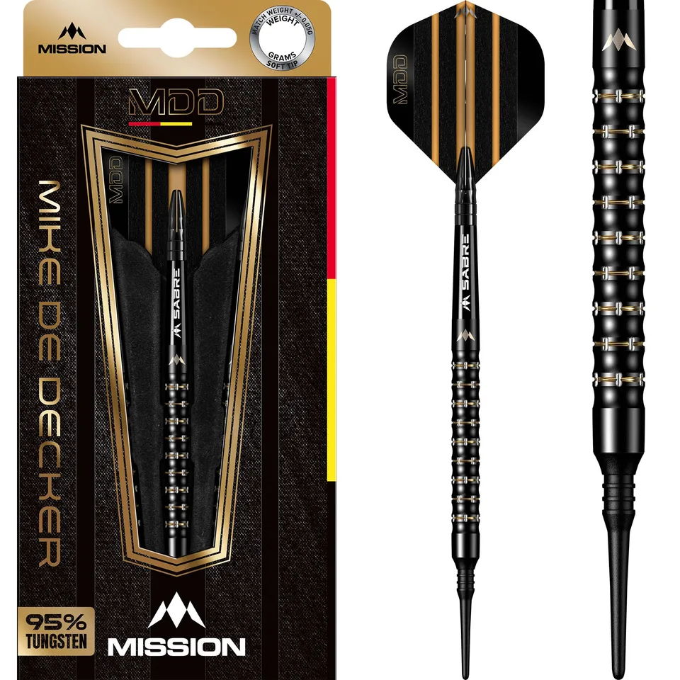 mission-darts-mike-de-decker-fl-chettes-pointe-souple-95-tungst-ne-black-gold-pv image 1