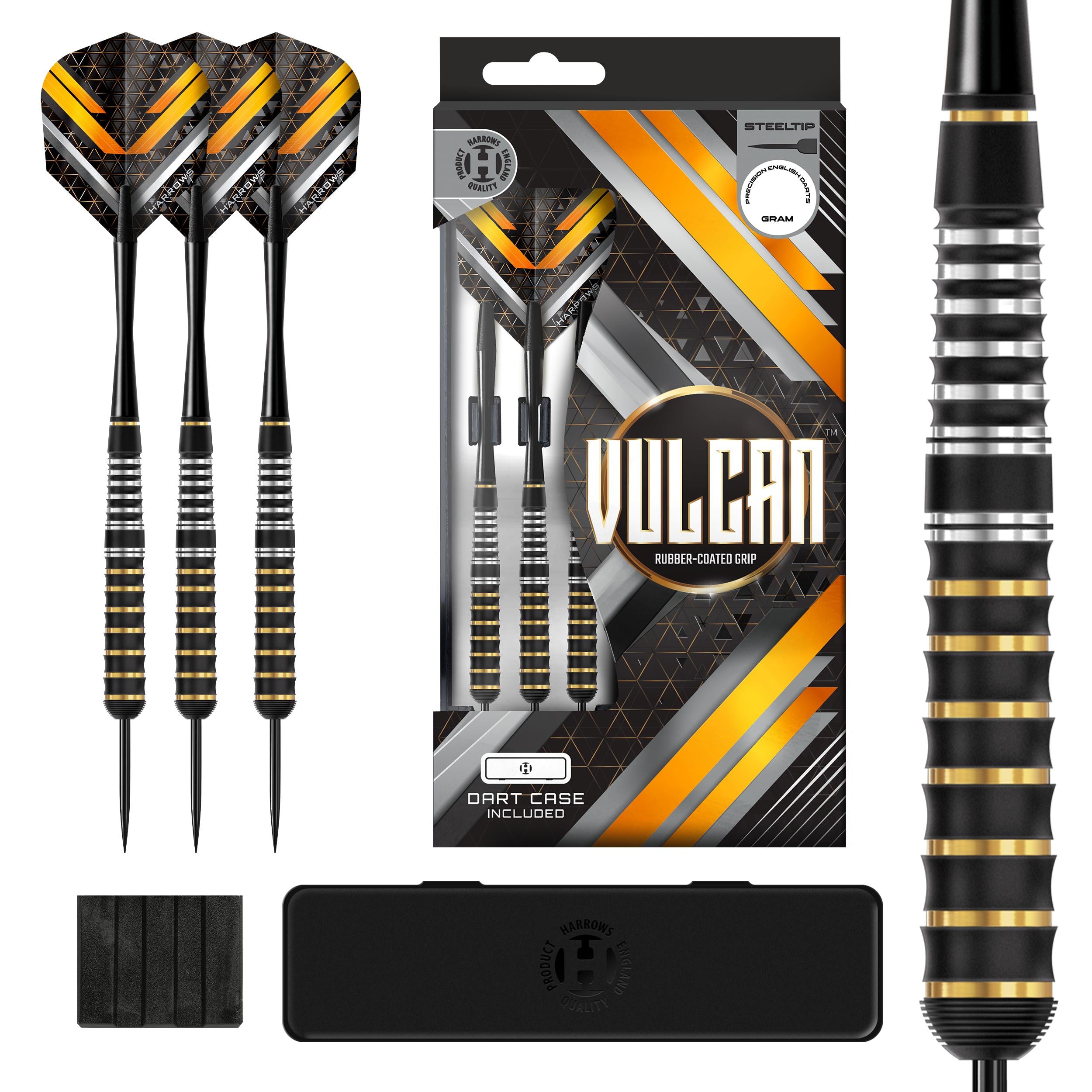 harrows-vulcan-fl-chettes-pointe-acier-f-t-caoutchout-noir-et-or image 1