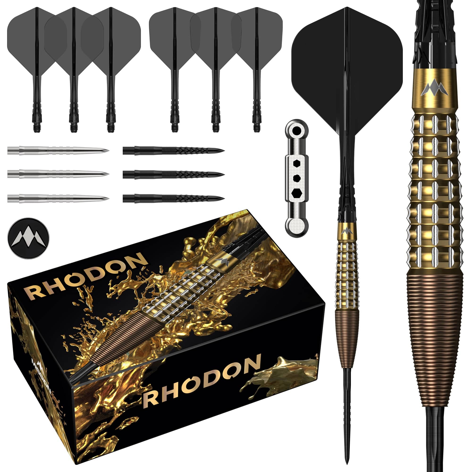 mission-darts-rhodon-fl-chettes-pointe-acier-95-tungst-ne-bronze-gold-pvd image 1