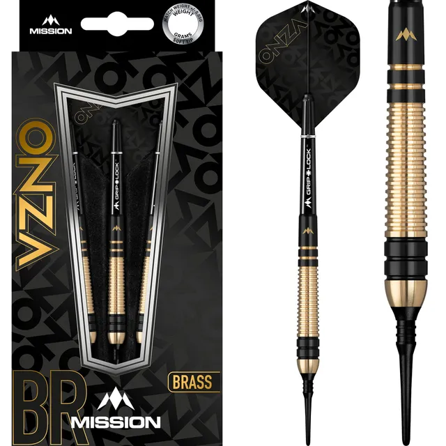 mission-darts-onza-m2-soft-tip-laiton-noir-et-or-18g image 1