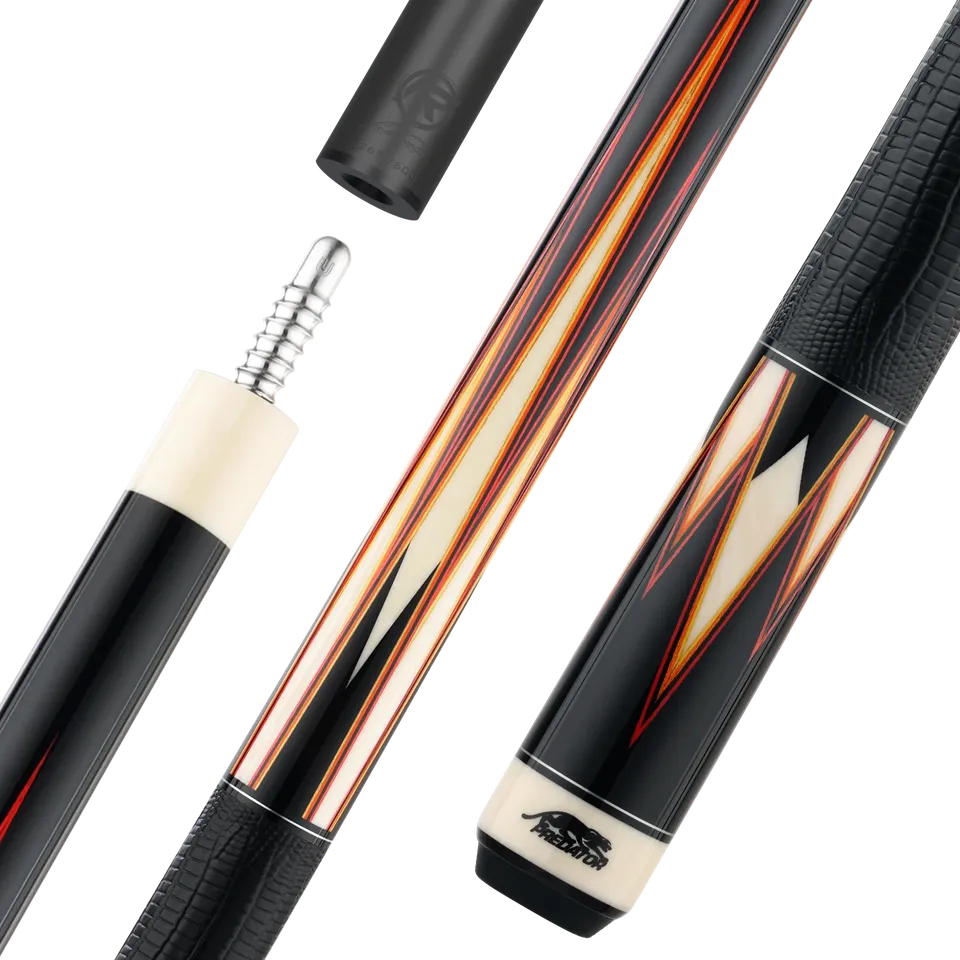 predator-true-splice-16-queue-de-billard-b-ne-pointes-rouge-orange-wrap-cuir image 1