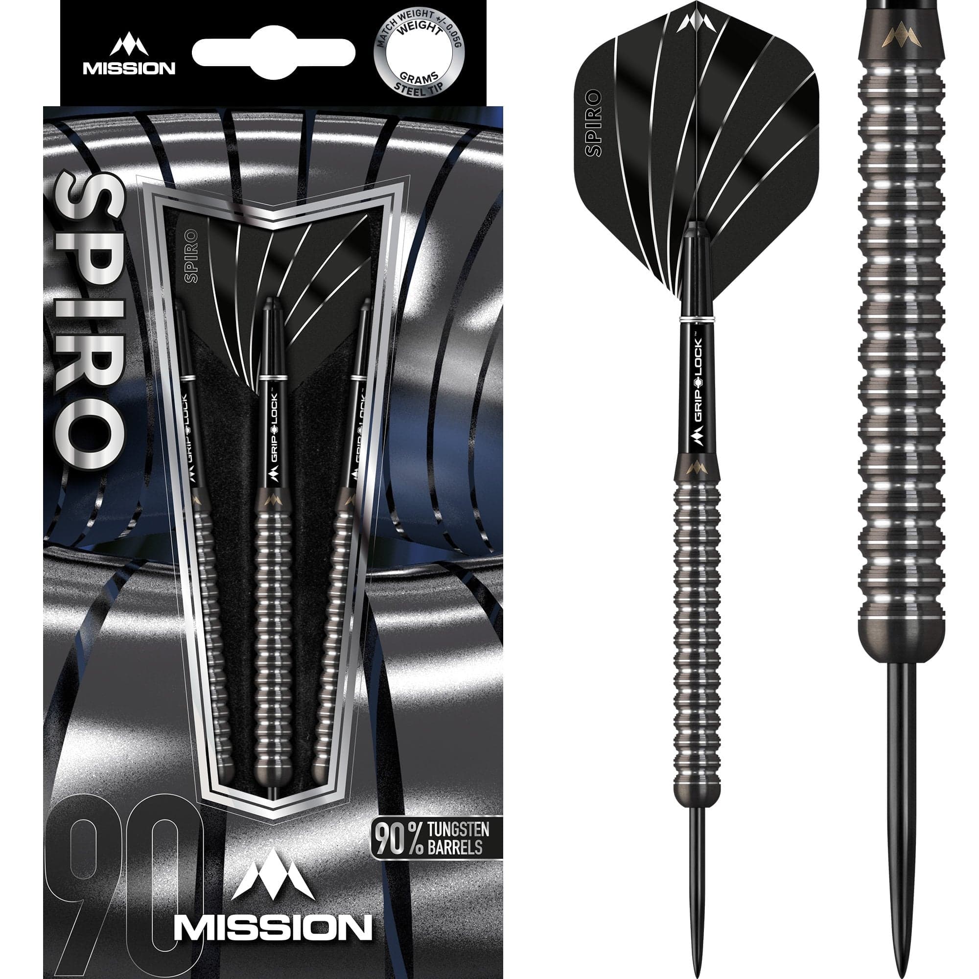 mission-darts-spiro-m1-fl-chettes-steel-tip-tungst-ne-90-black-pvd-graphite image 1