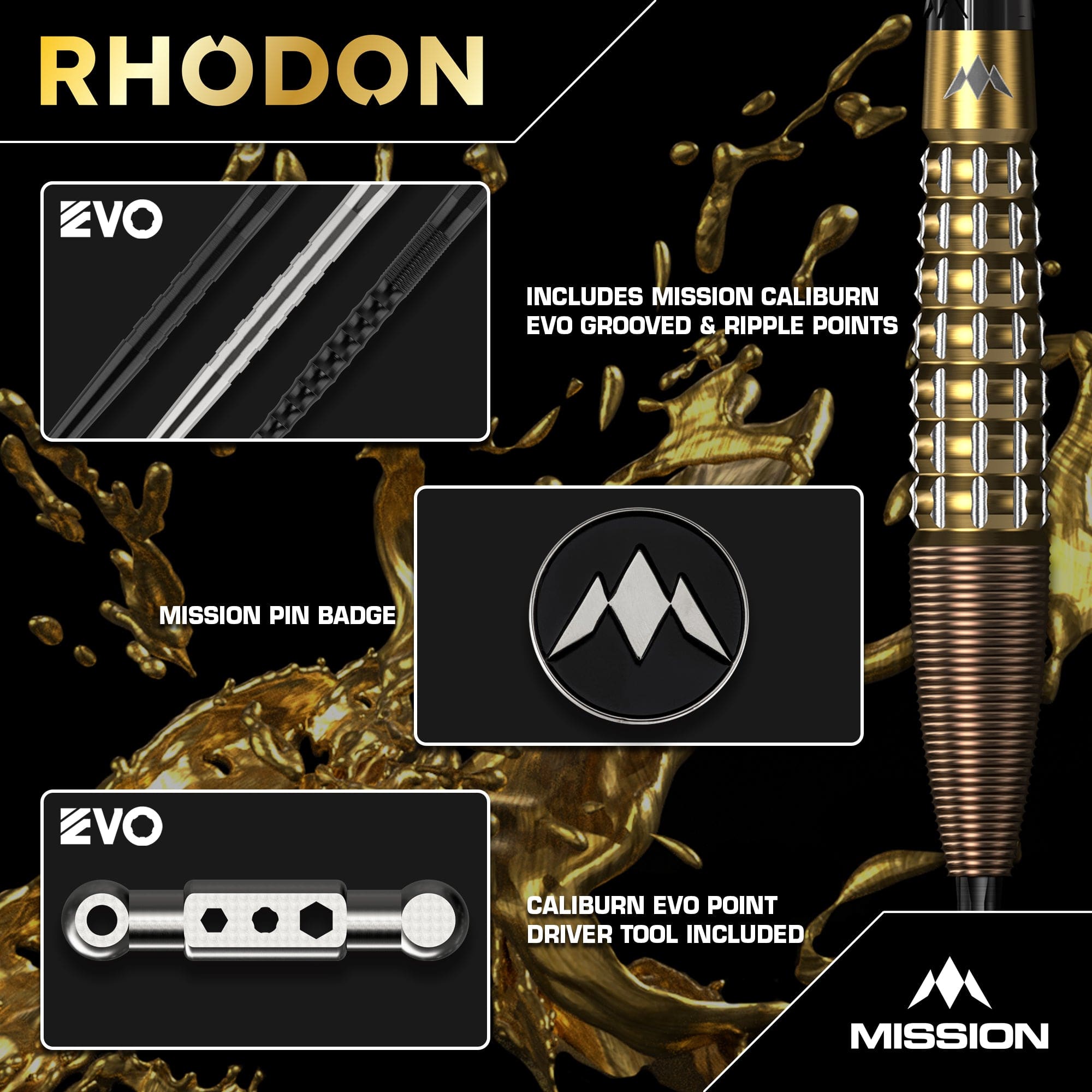 mission-darts-rhodon-fl-chettes-pointe-acier-95-tungst-ne-bronze-gold-pvd image 6
