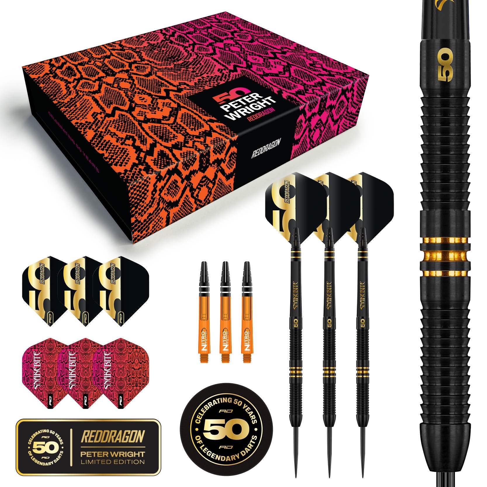 red-dragon-darts-peter-wright-50-year-player-edition-fl-chettes-onyx-or-24-carat image 2