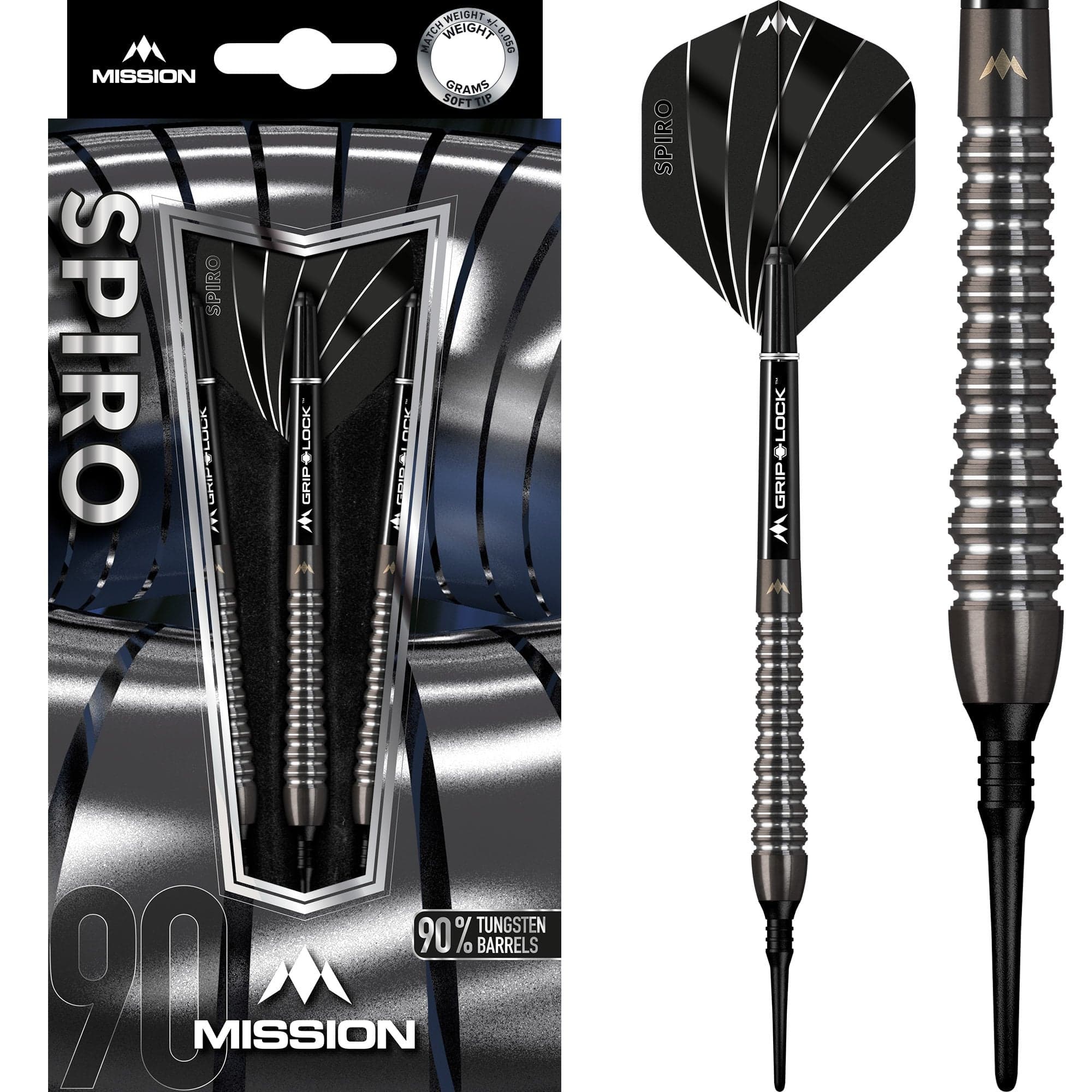 mission-darts-spiro-m2-fl-chettes-soft-tip-19g-90-tungst-ne-noir-pvd-graphite image 1