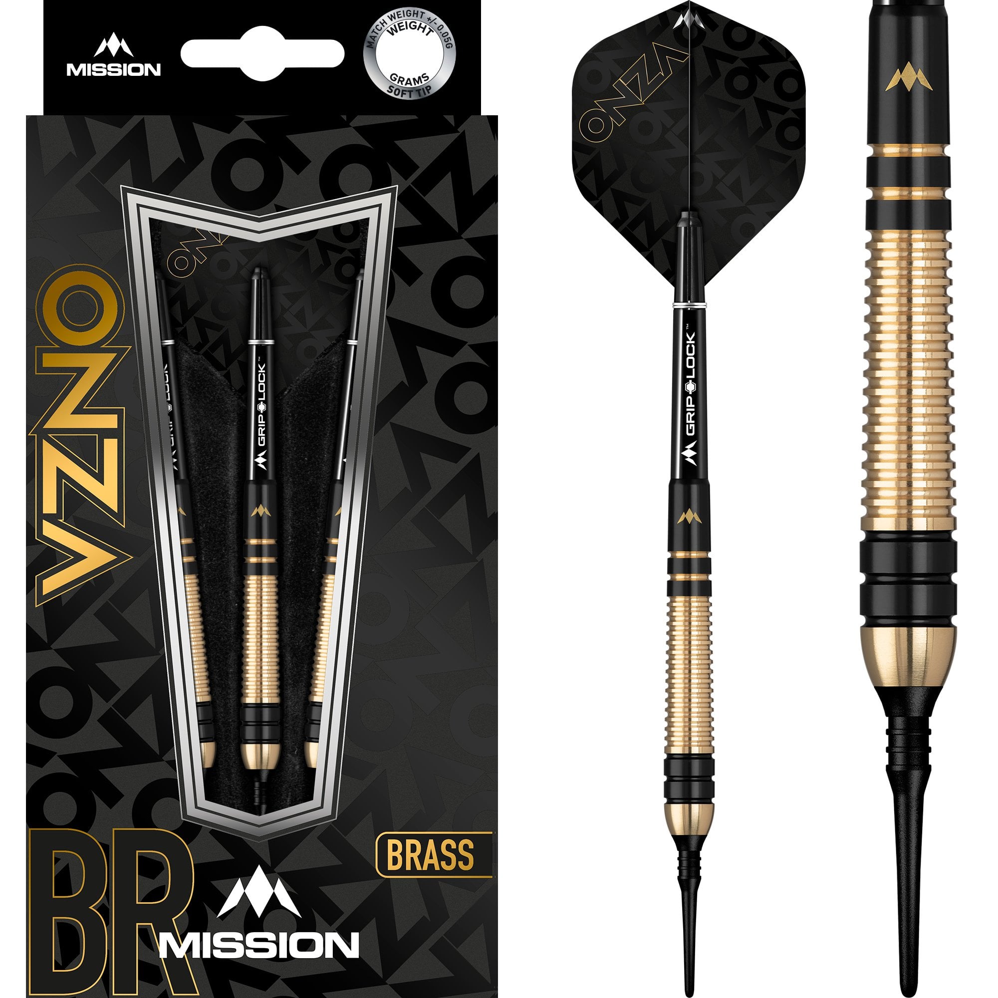 mission-darts-onza-m2-soft-tip-laiton-noir-et-or-18g image 1