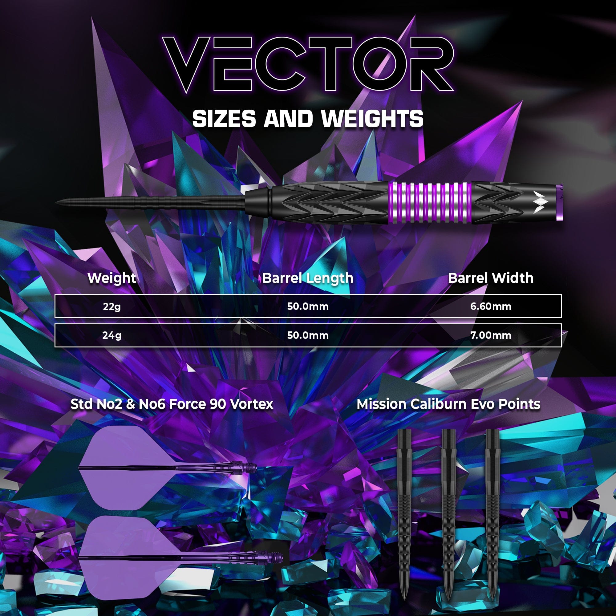 mission-darts-vector-fl-chettes-pointe-acier-95-tungst-ne-black-pvd-violet image 5
